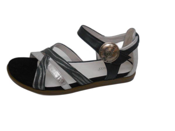 Sandale cuir doublée peau à talon arrière et bride velcro