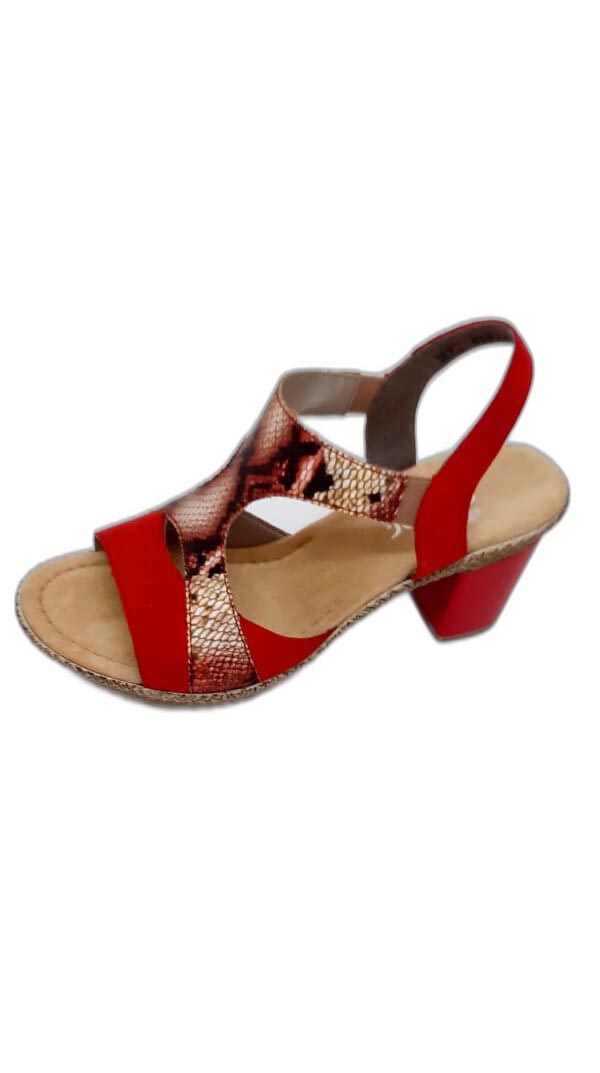 Sandale Rieker en nubuck rouge