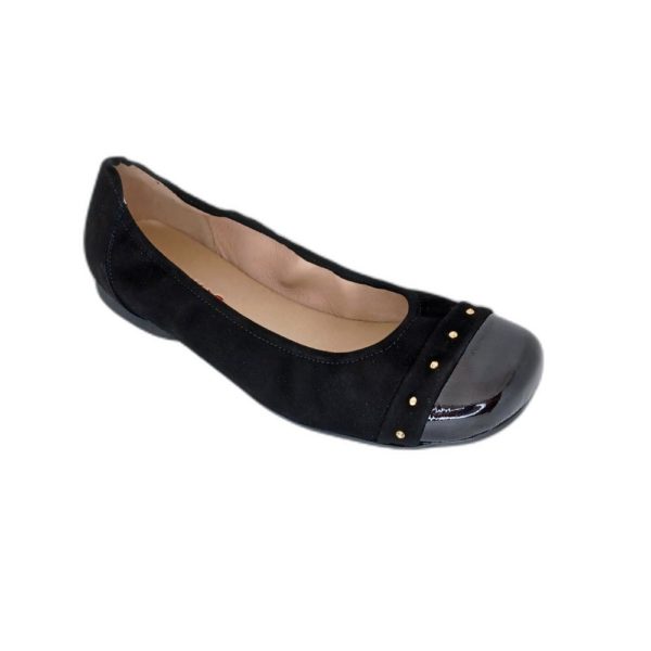 Ballerine Sabrina's en nubuck et vernis noir