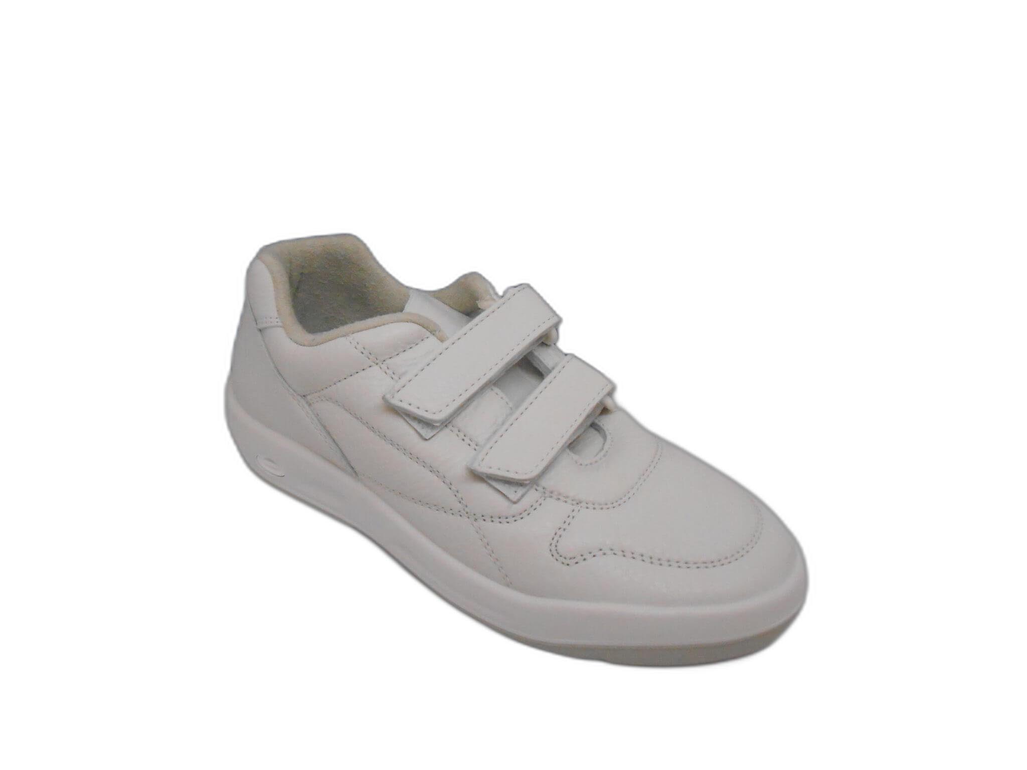 Tennis double velcro grande largeur en cuir pleine fleur tr s