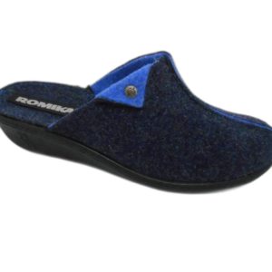 Mule Romilastic en laine bleue