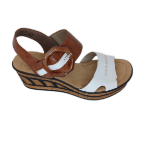 Sandale Rieker 68176-80 Blanc/Cognac