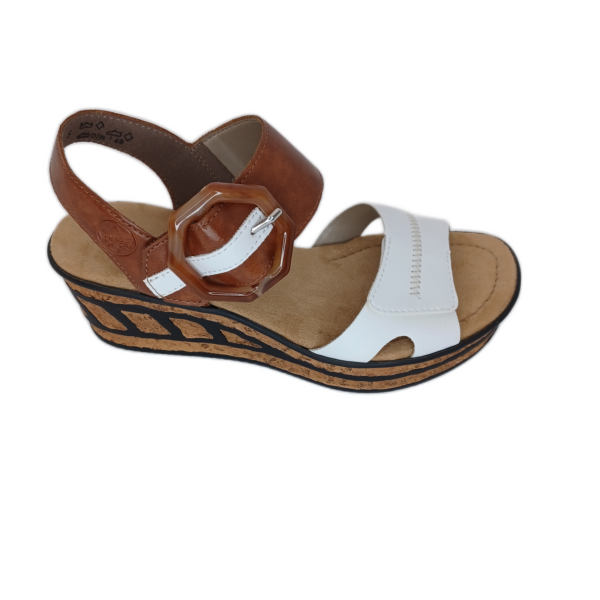 Sandale Rieker 68176-80 Blanc/Cognac