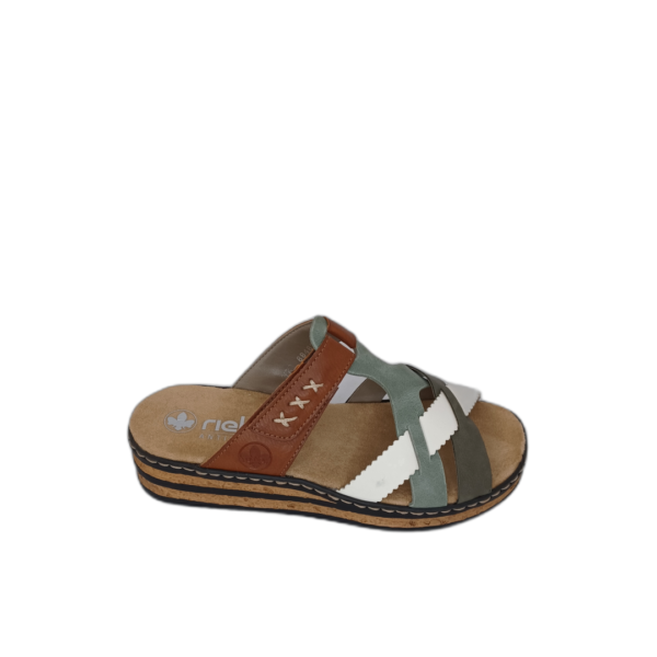 Mule Rieker 62989-90 Olive/Mint/Cayenne