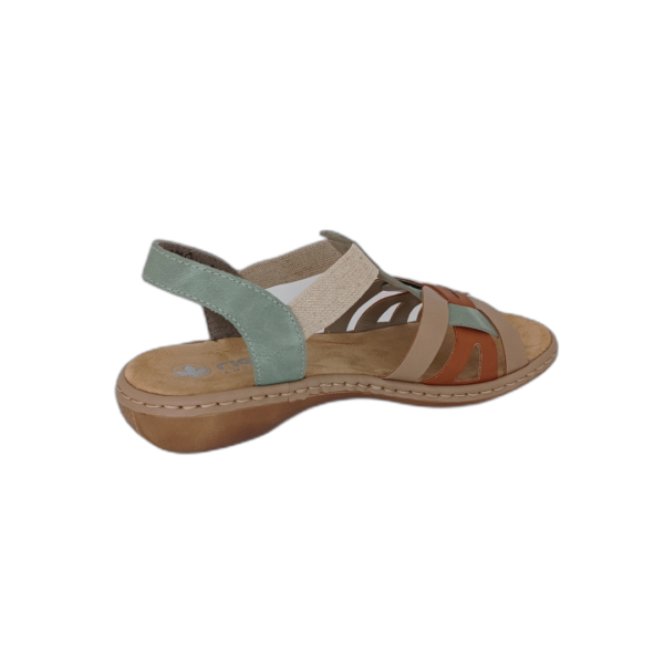 Sandale Rieker 65918-52 menthe/cognac/beige